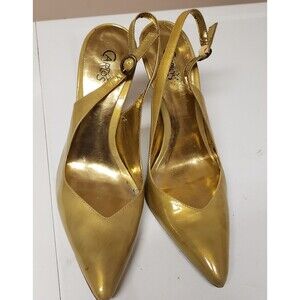 Carlos by Carlos Santana Mustard Patent Leather Open Toe Slingback Sz 8.5M PO-G